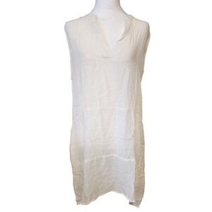 AIMAGE Sleeveless Dress Size S White V-Neck Casual Summer Beach With Pockets